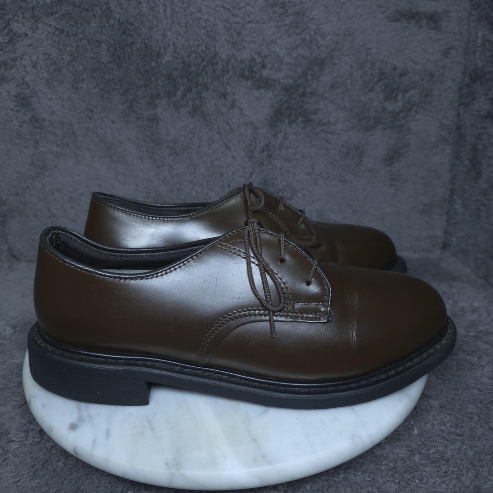 Capps Shoes Womens Size 7.5 Brown Leather Lace Up Vibram Uniform Work Wide Flats